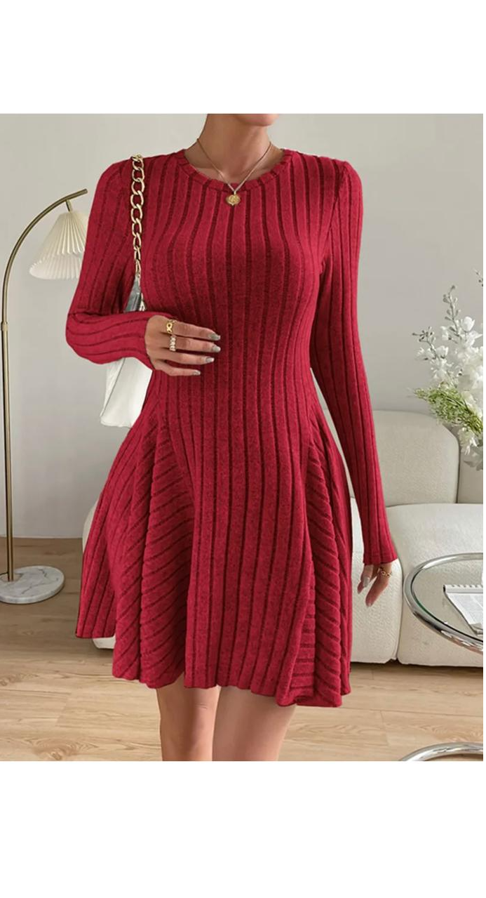 Knitted Long-Sleeved Casual Dress
