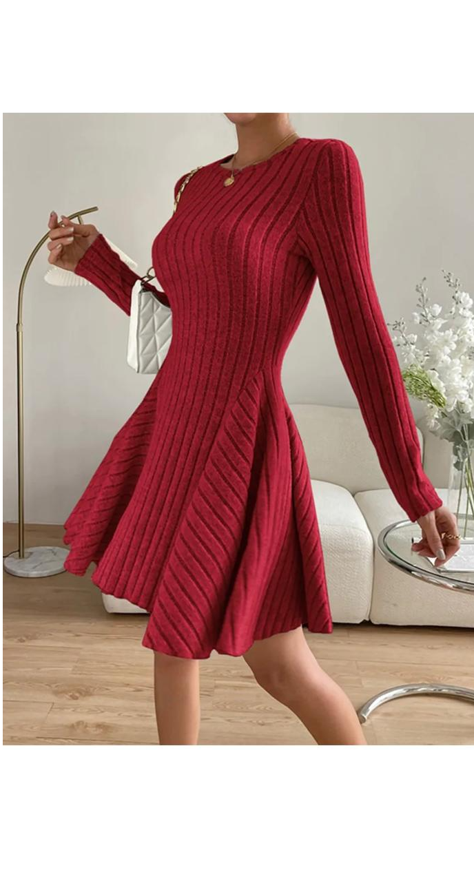 Knitted Long-Sleeved Casual Dress