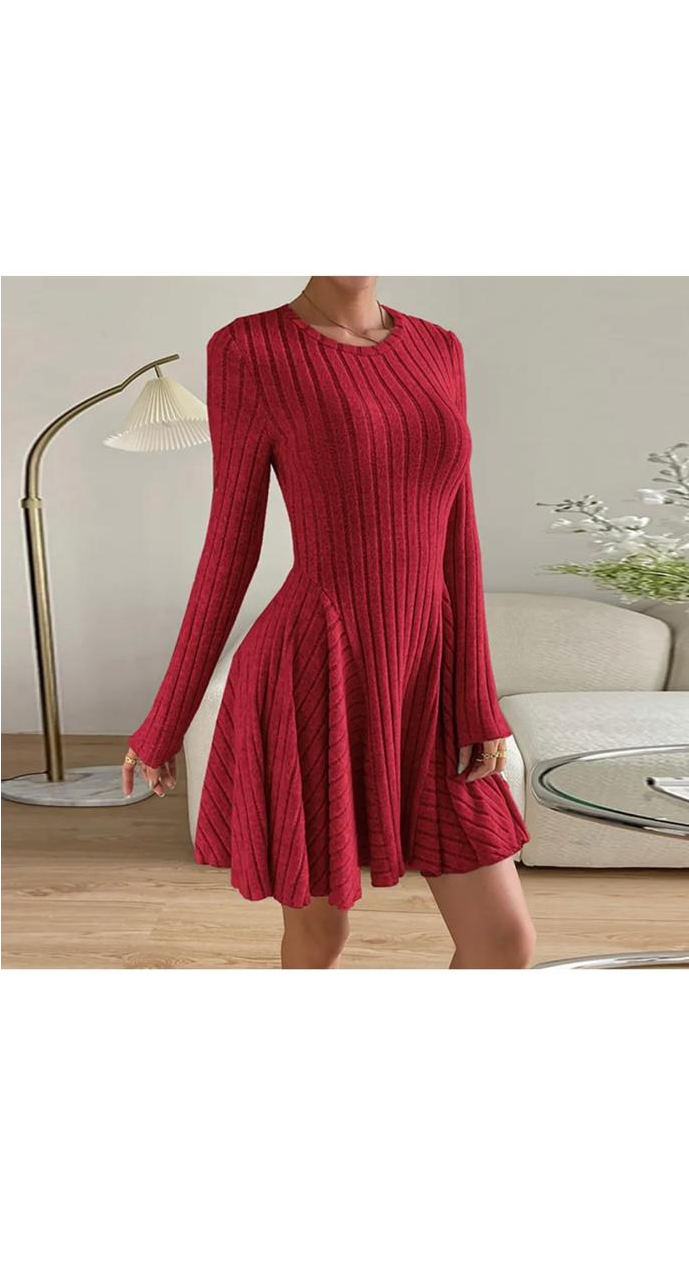 Knitted Long-Sleeved Casual Dress