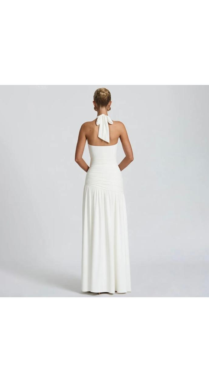 Sexy Halter-Neck Backless Slim Fit Pleated Split Dress