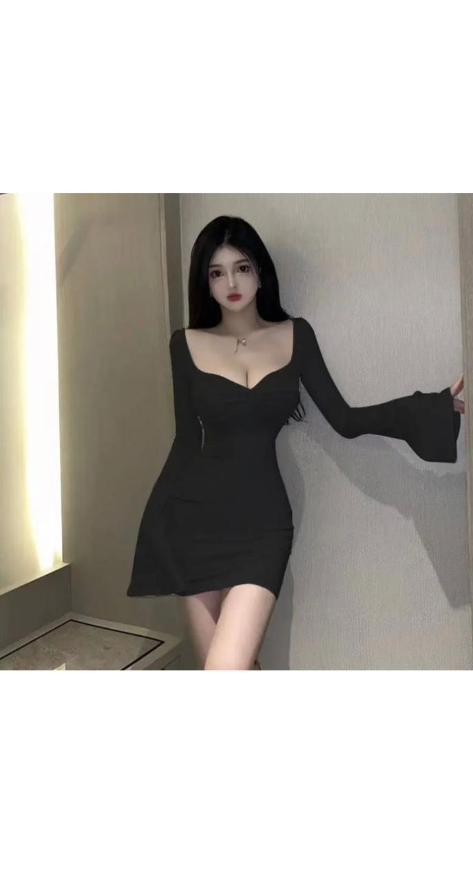 Sexy Horn Sleeve Tight Mini Dress