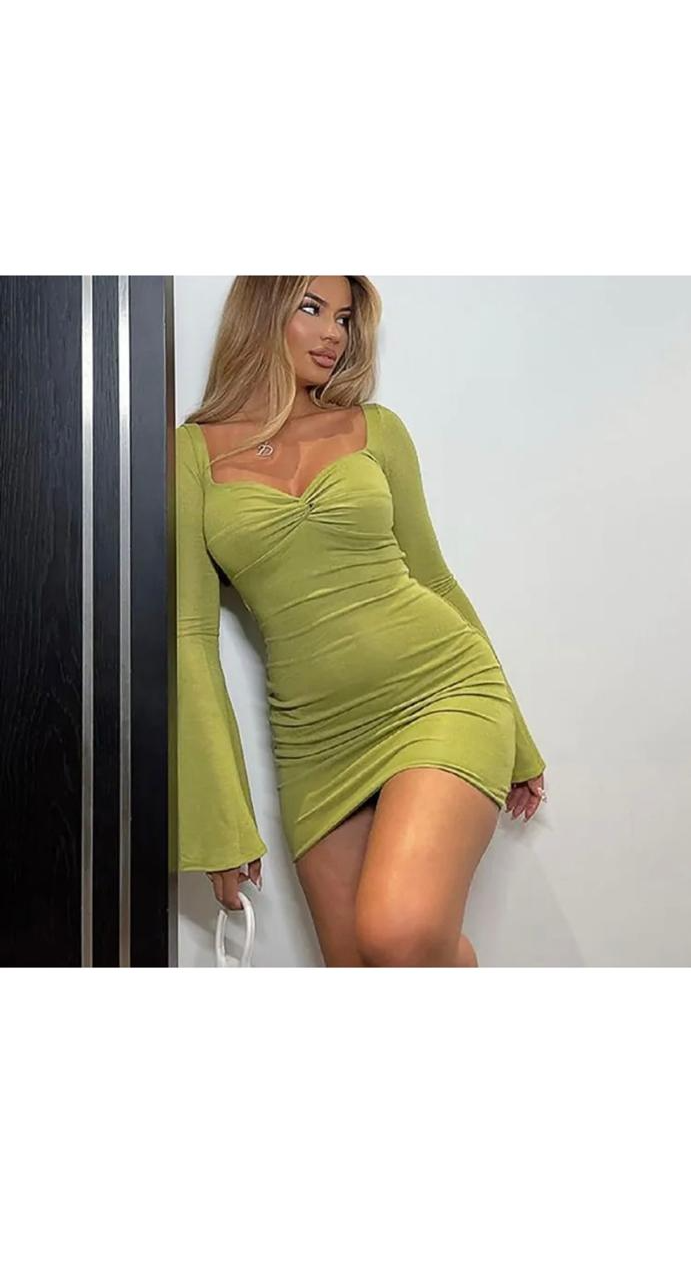 Sexy Horn Sleeve Tight Mini Dress