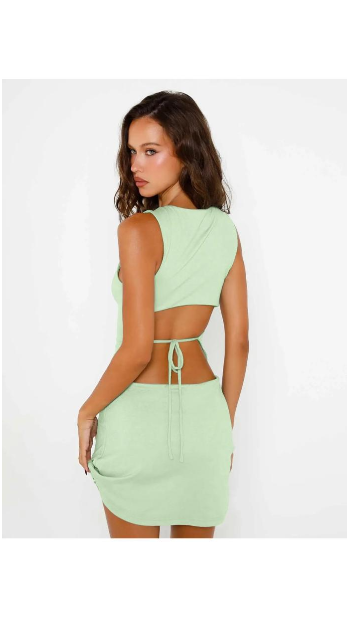 Sexy Sleeveless Backless Lace-Up Dress