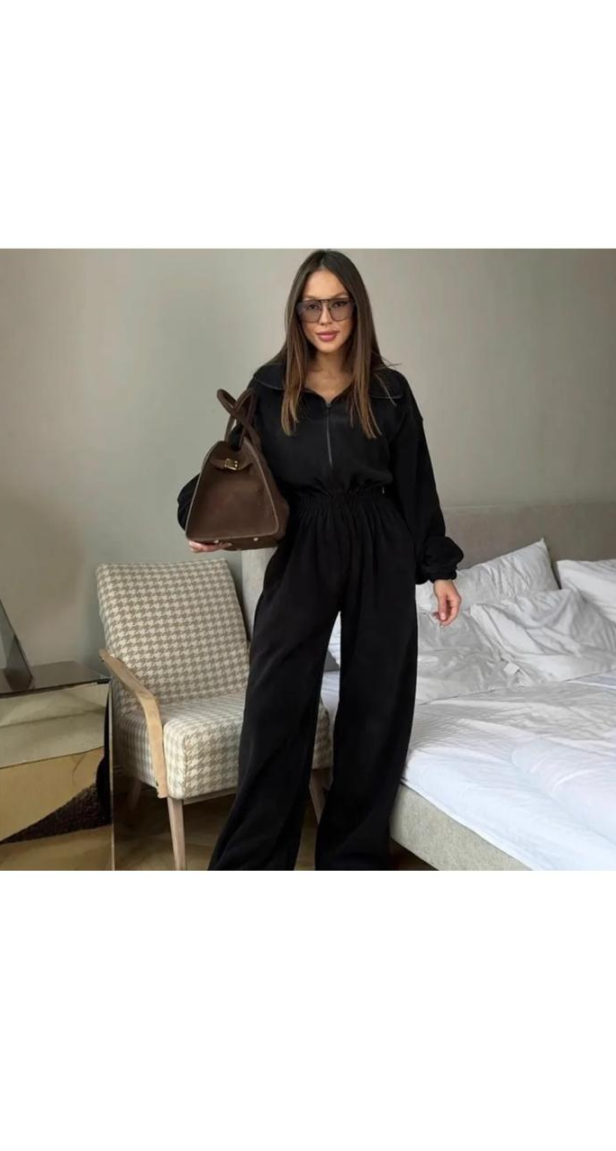 Casual Autumn and Winter Solid Color Lapel-Long-Sleeve Jumpsuit