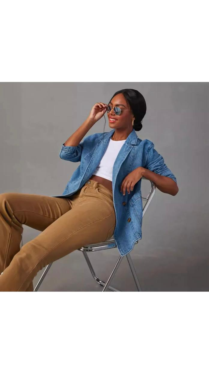 Light Color Heavy Industry Washed Long Sleeve Denim Jacket