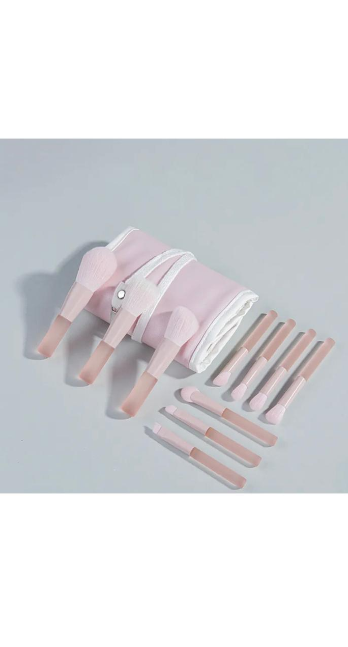10 Pcs Pink Pond Jelly Mini Makeup Brush Set