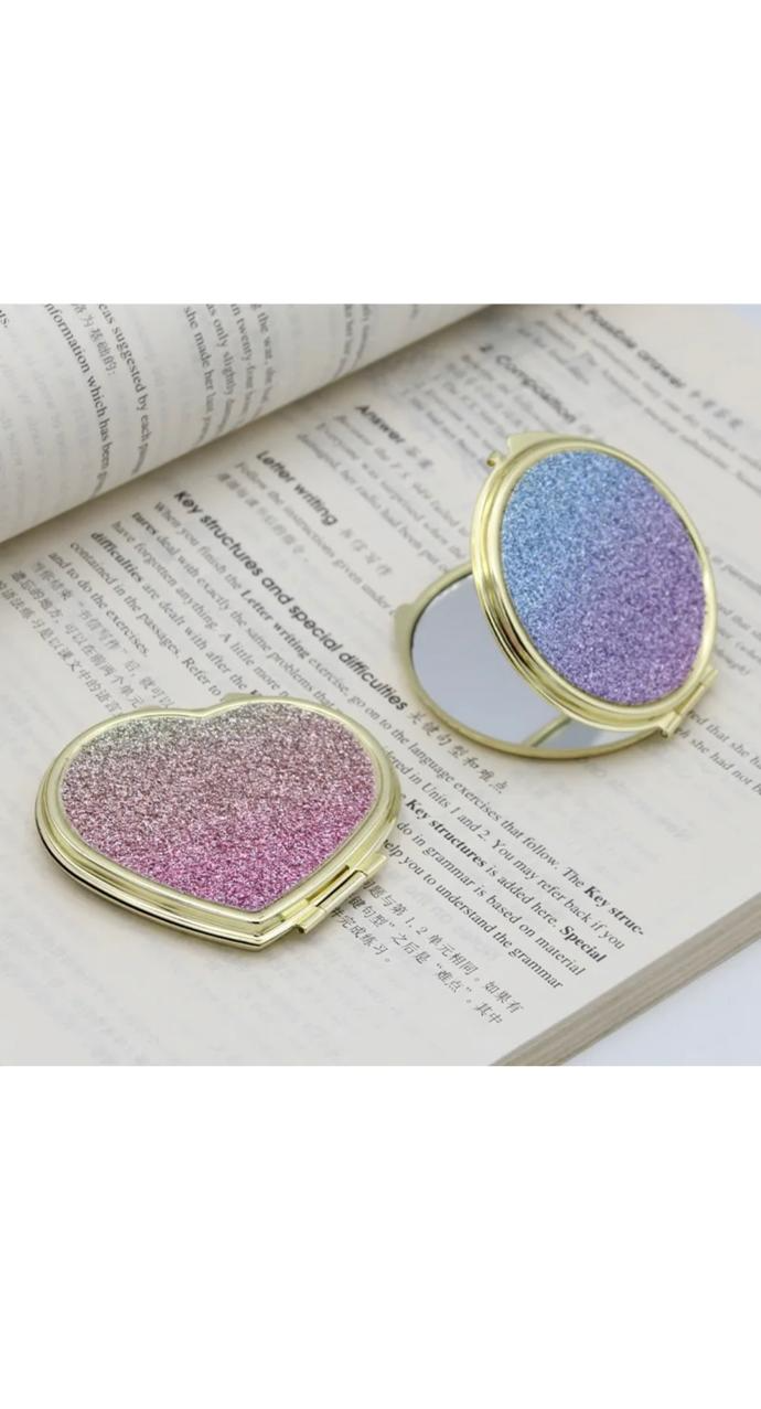 Double-Sided Folding Portable Glitter Mirror