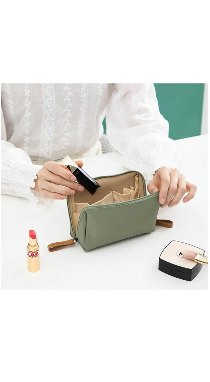 Color Blocking Zipper Portable Cosmetic Bag