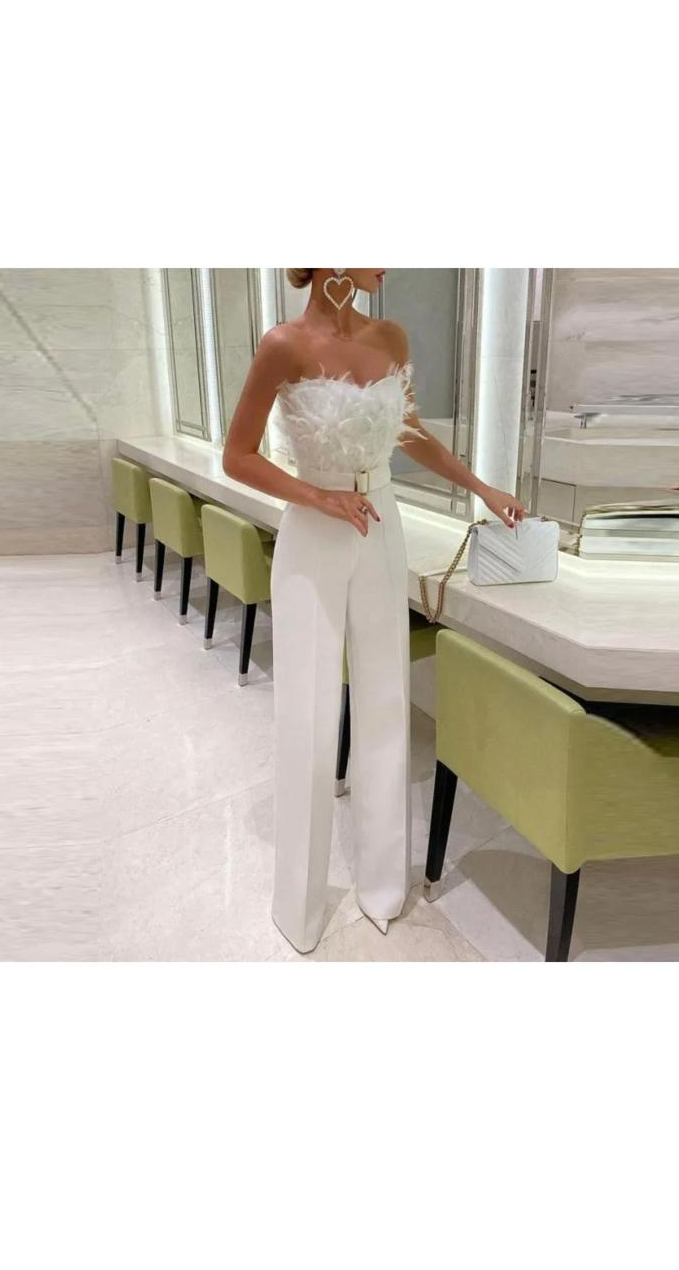 Feather Tube Sexy Jumpsuit