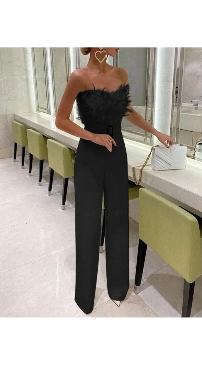 Feather Tube Sexy Jumpsuit