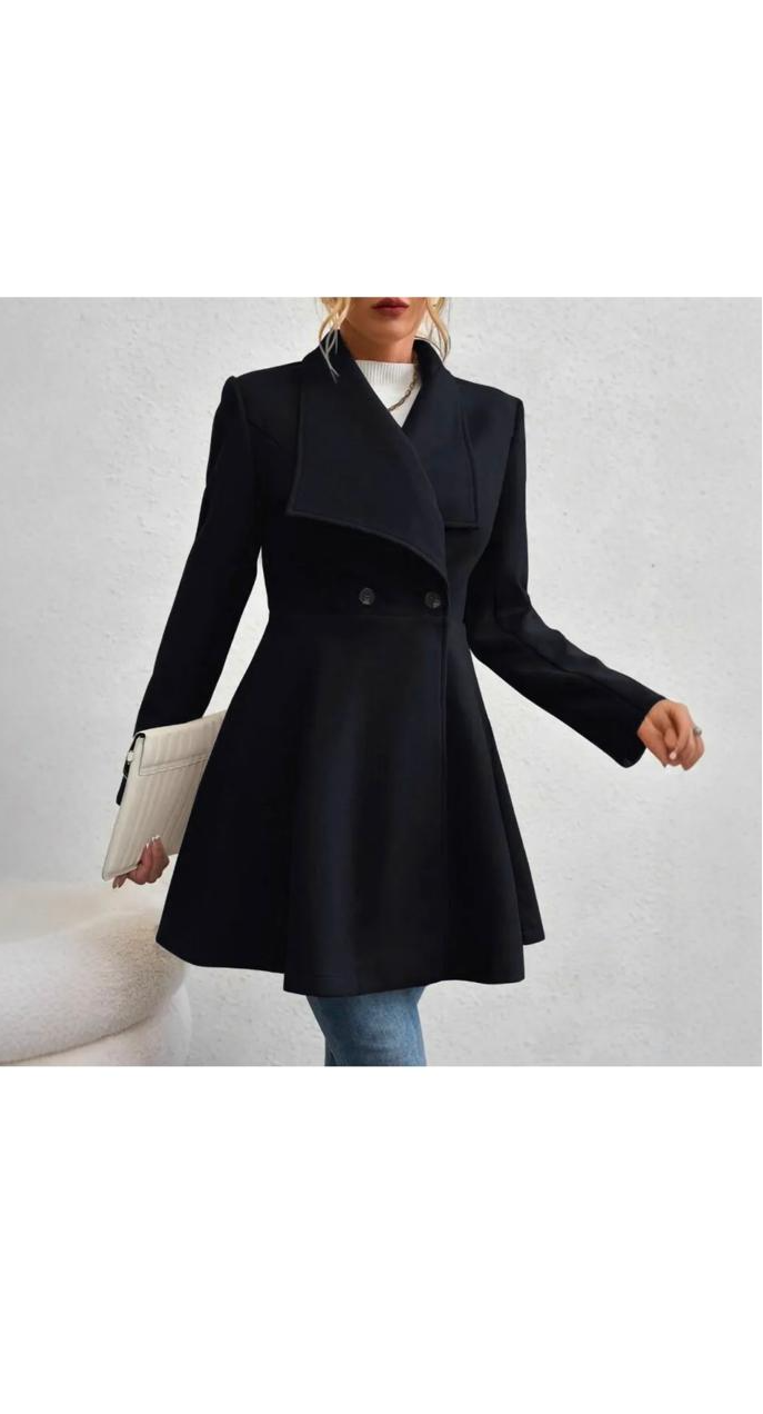 Imitated-Woolen Slim-Fit Long Fashion Lapel Coat
