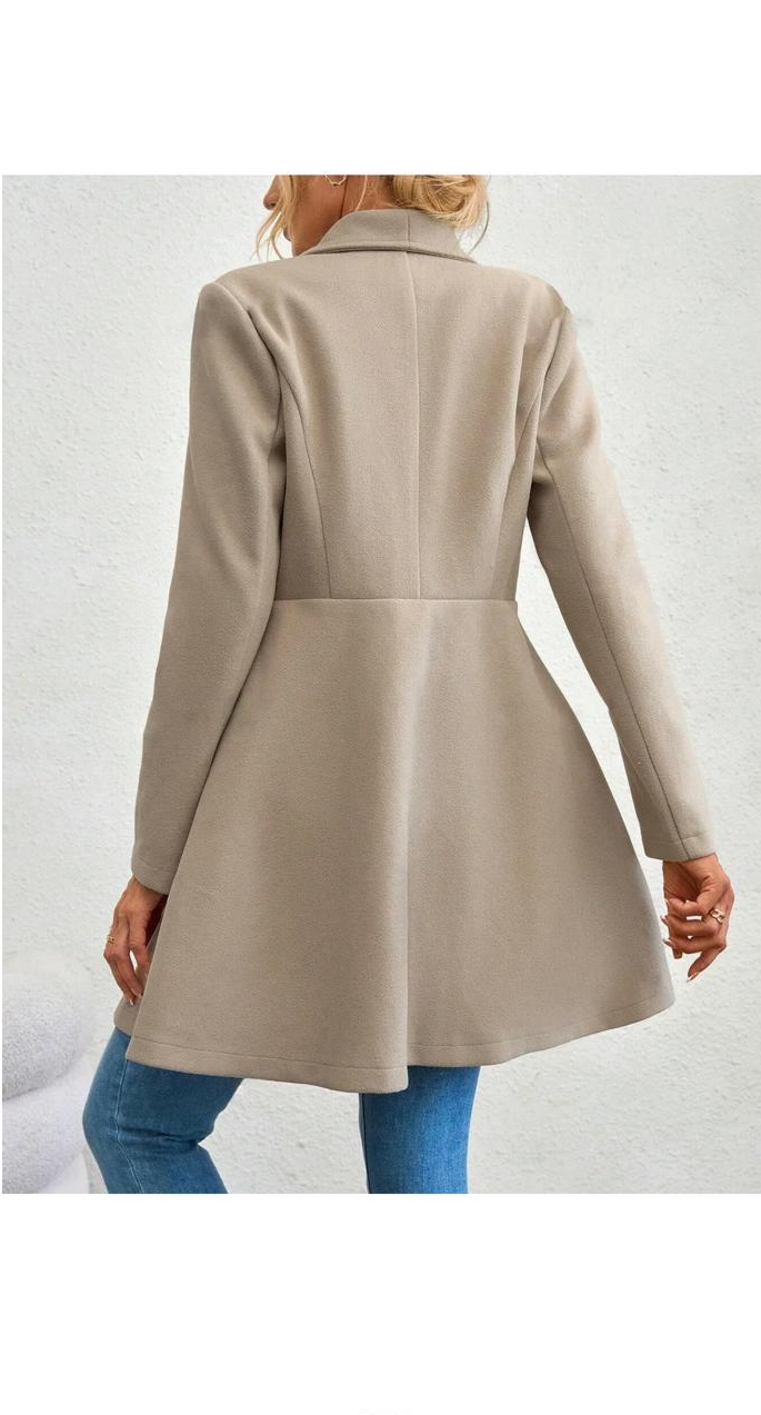 Imitated-Woolen Slim-Fit Long Fashion Lapel Coat